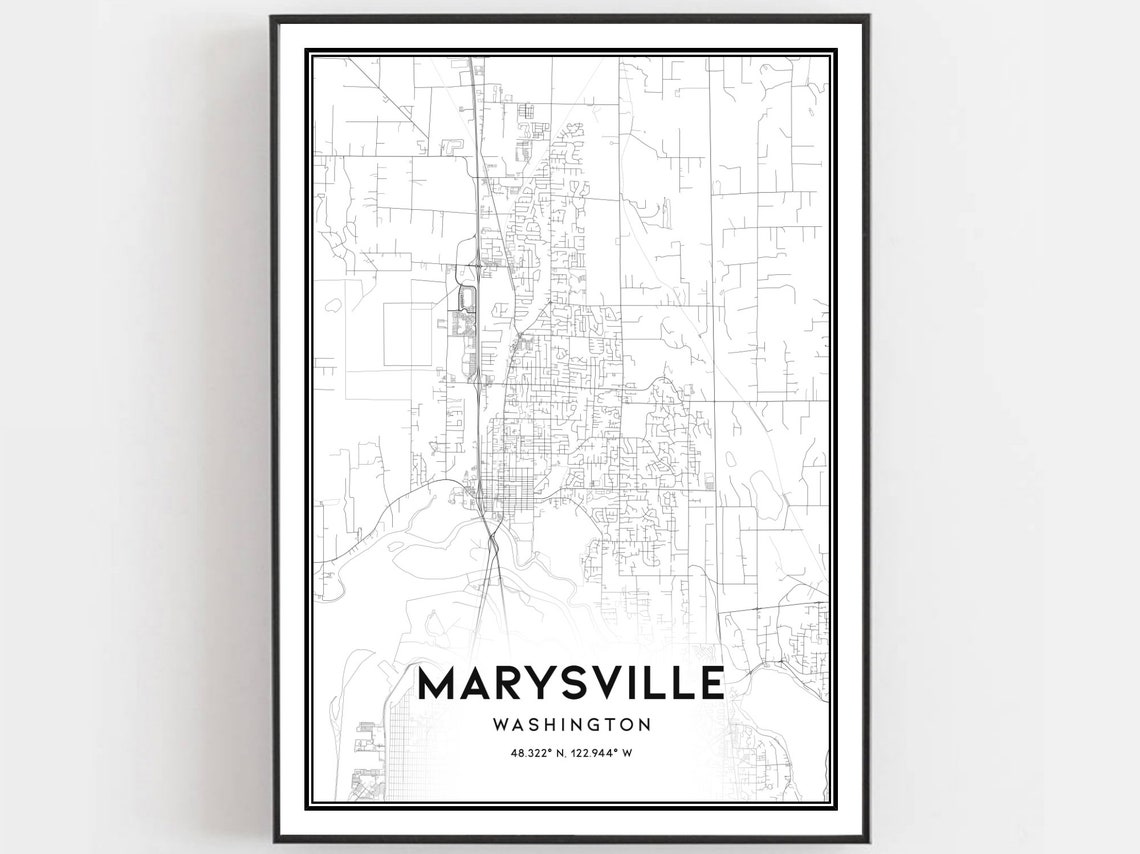 Marysville Washington Minimalist City Street Map Line Art Poster