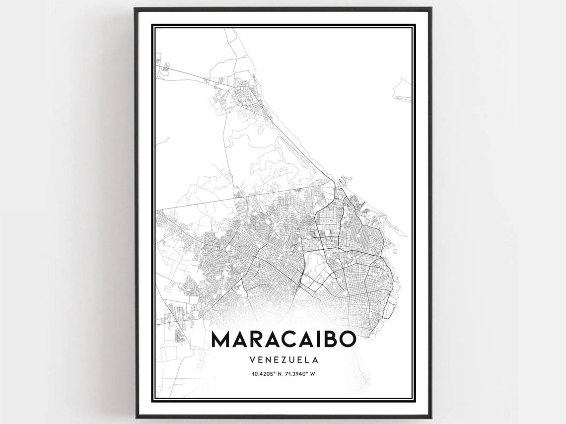 Maracaibo Venezuela Street Map Black White Coordinates Wall Poster