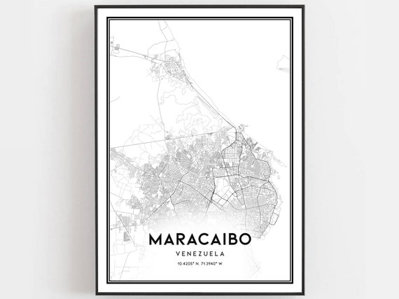 Maracaibo Map Print Poster Wall Art City Street Decor Road Gift B146