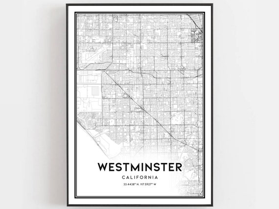 Westminster Map Poster, City Street Decor