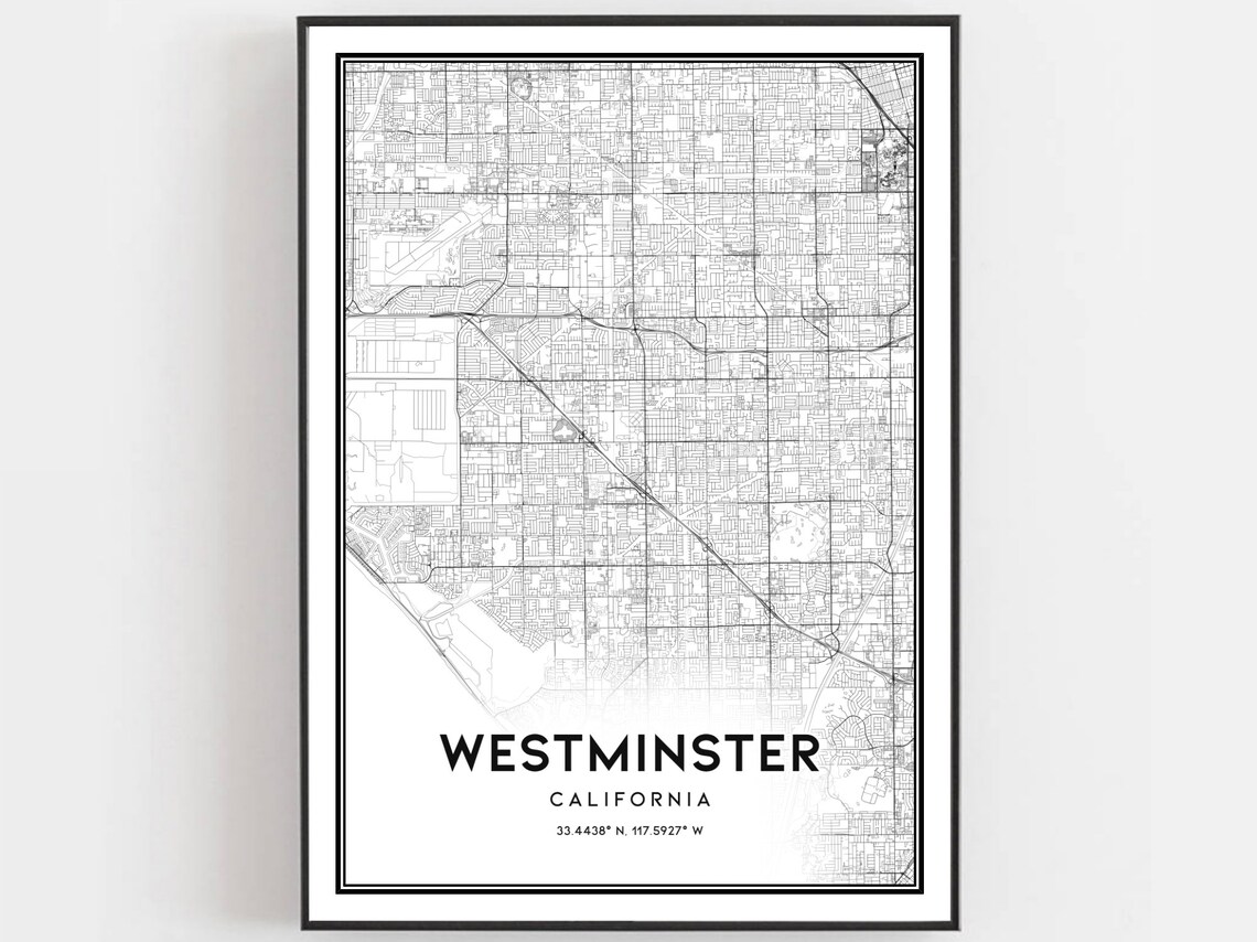 Westminster Map Poster, City Street Decor
