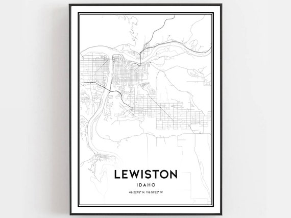 Lewiston Map, Idaho Street Decor Poster Print