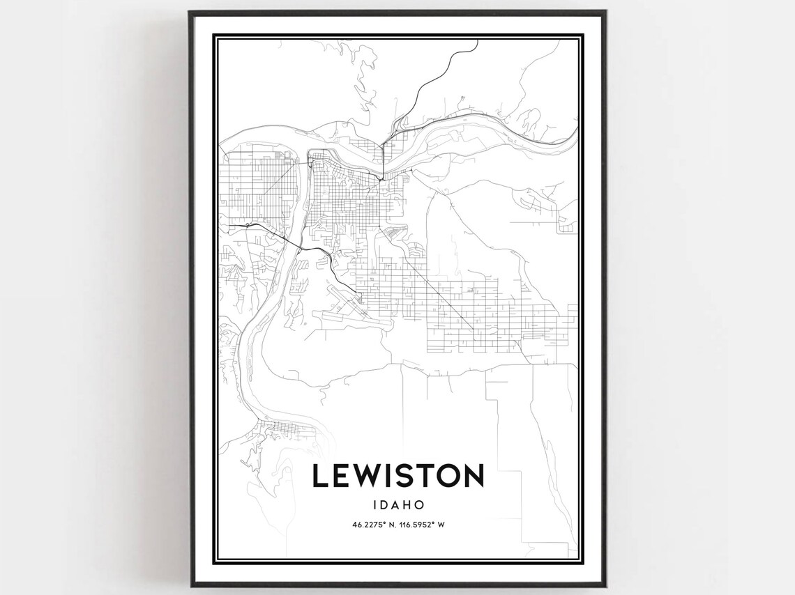 Lewiston Map, Idaho Street Decor Poster Print