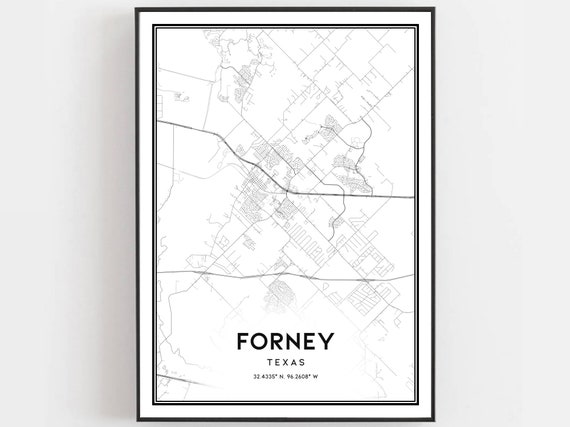 Forney Map Poster, Texas Street Decor