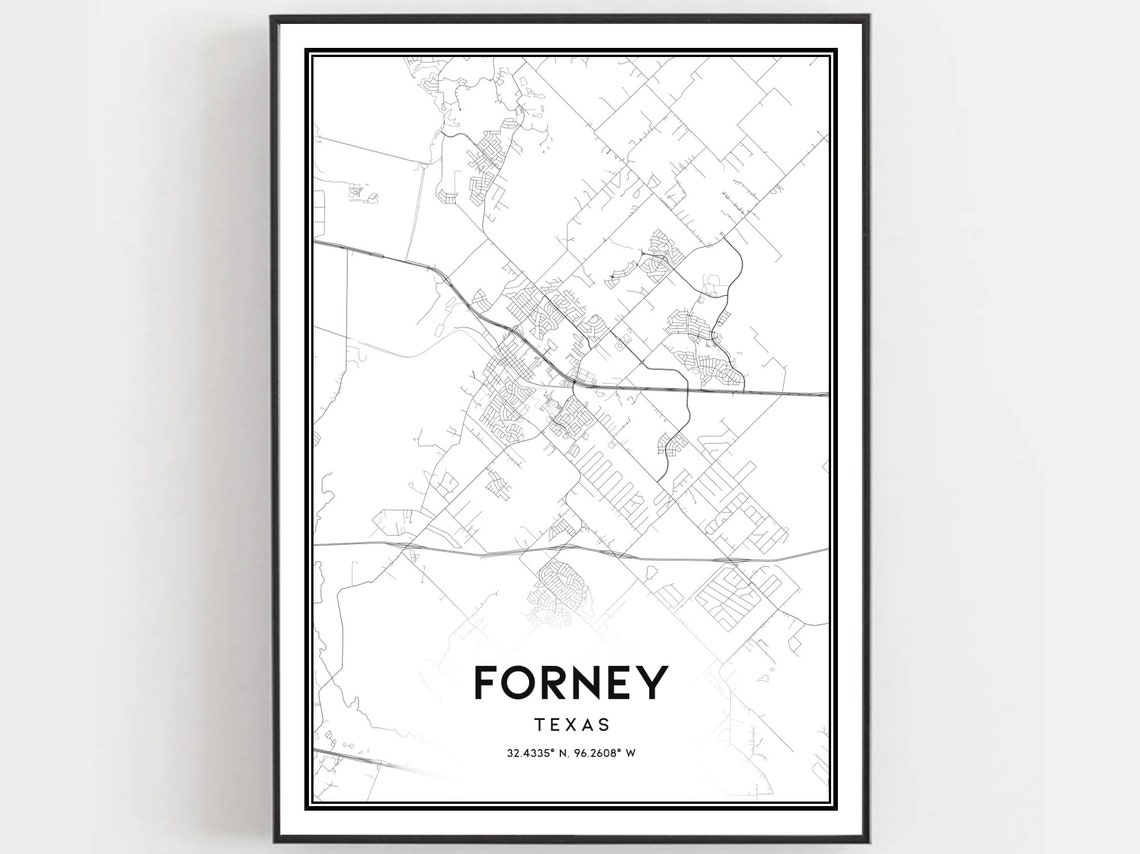 Forney Map Poster, Texas Street Decor
