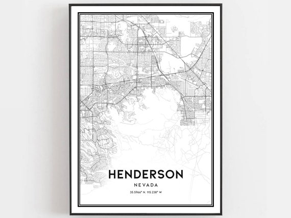 Henderson Map Print, Nevada Street Decor
