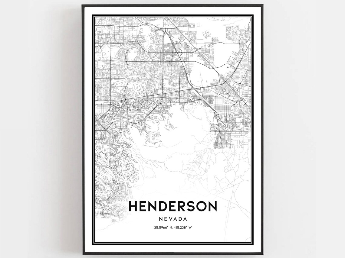 Henderson Map Print, Nevada Street Decor