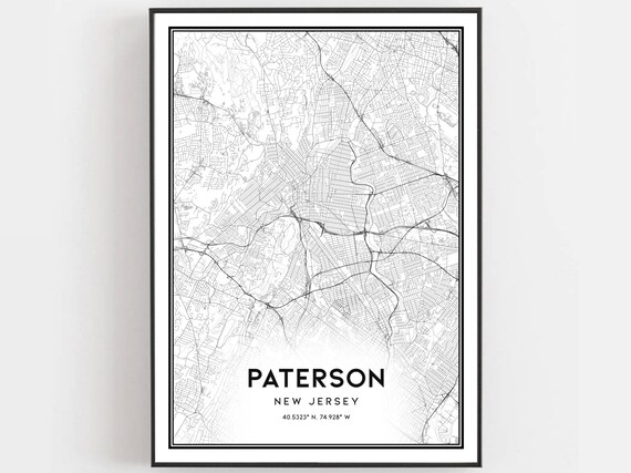 Paterson New Jersey Minimalist City Street Map Line Art Poster