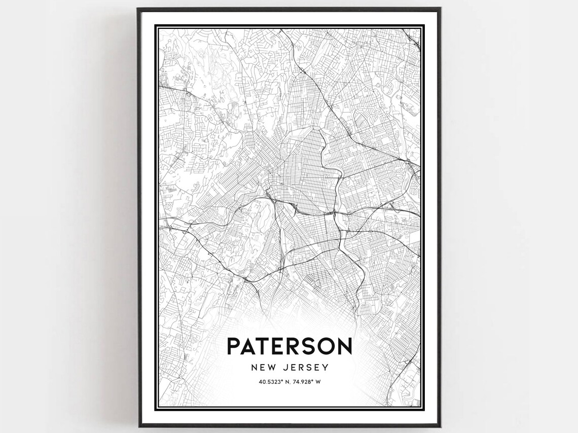 Paterson New Jersey Minimalist City Street Map Line Art Poster