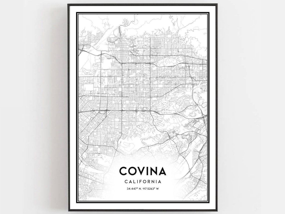 Covina California Street Map Coordinates Minimalist City Map Poster