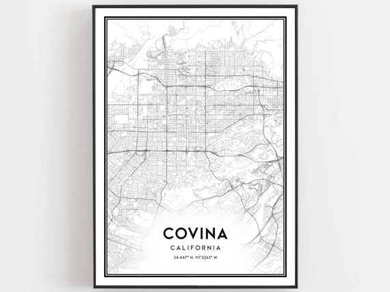 Covina Map Print Poster Wall Art Ca City Street Decor Road Gift B1425