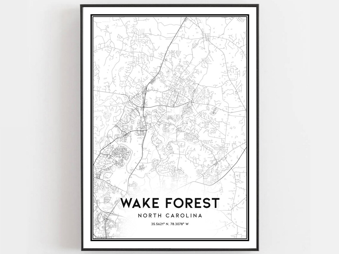 Wake Forest Map Print, North Carolina Street Decor