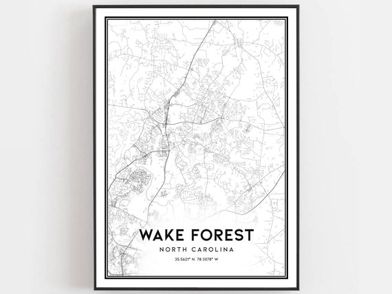 Wake Forest Map Print, North Carolina Street Decor