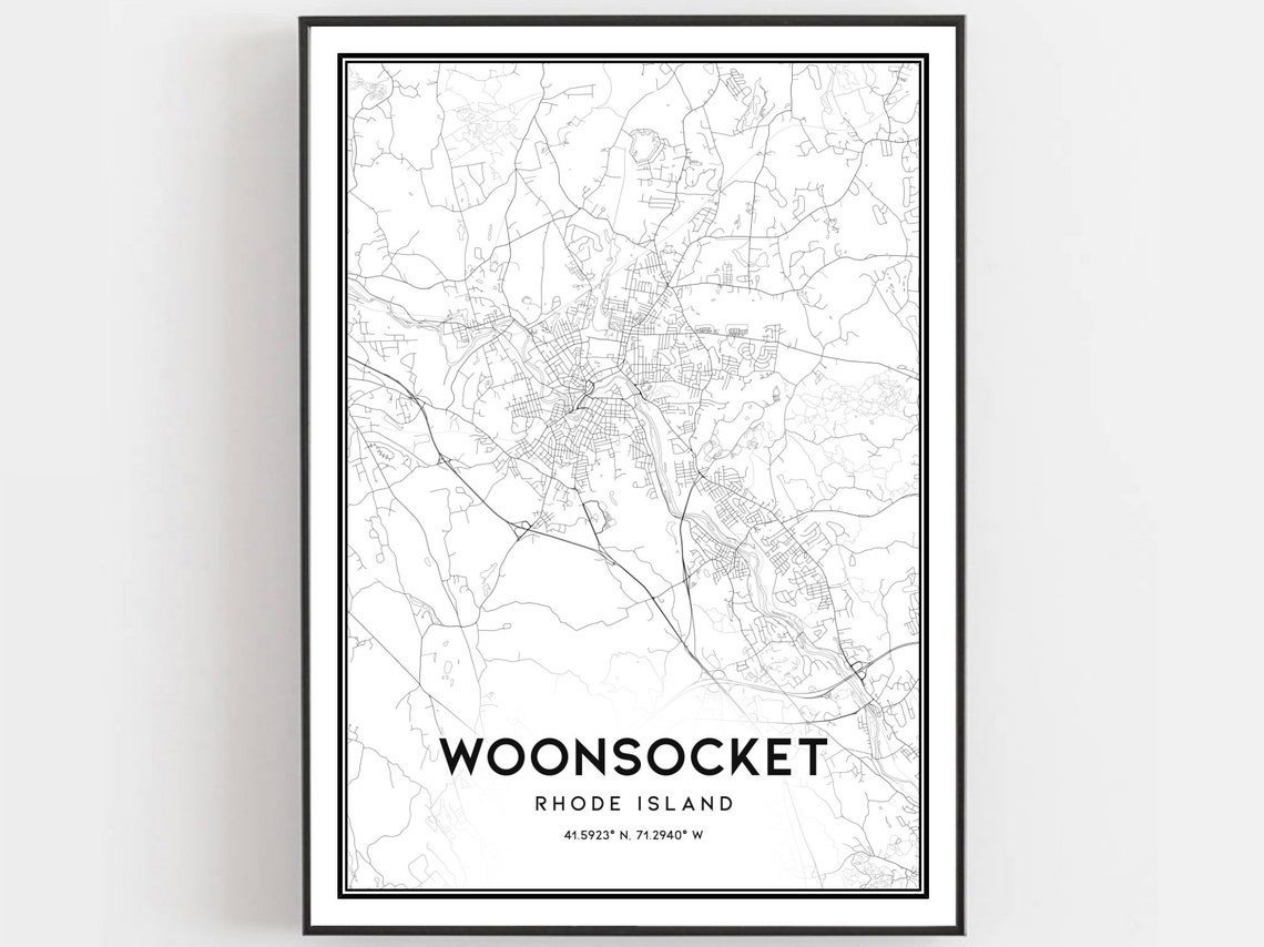 Woonsocket Rhode Island Minimalist City Street Map Wall Decor Poster