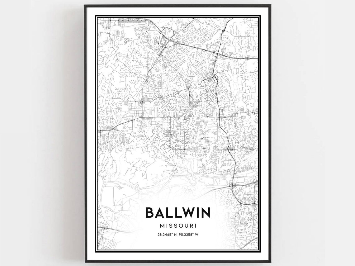 Ballwin Missouri City Street Map Minimalist Black White Poster