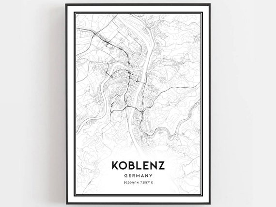 Koblenz Map Print Poster Wall Art City Street Decor Road Gift B498