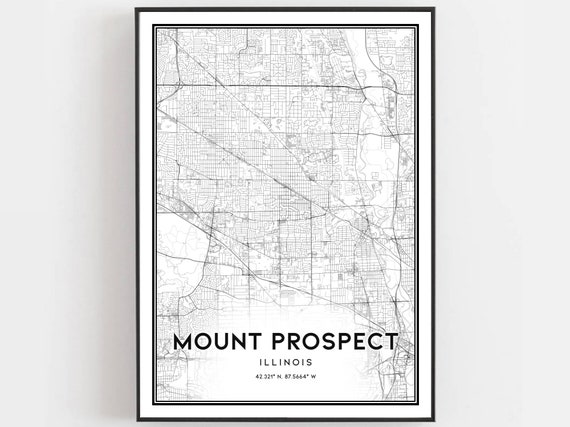 Mount Prospect Map Print Poster Wall Art Il City Illinois Street Decor Road Gift B1326