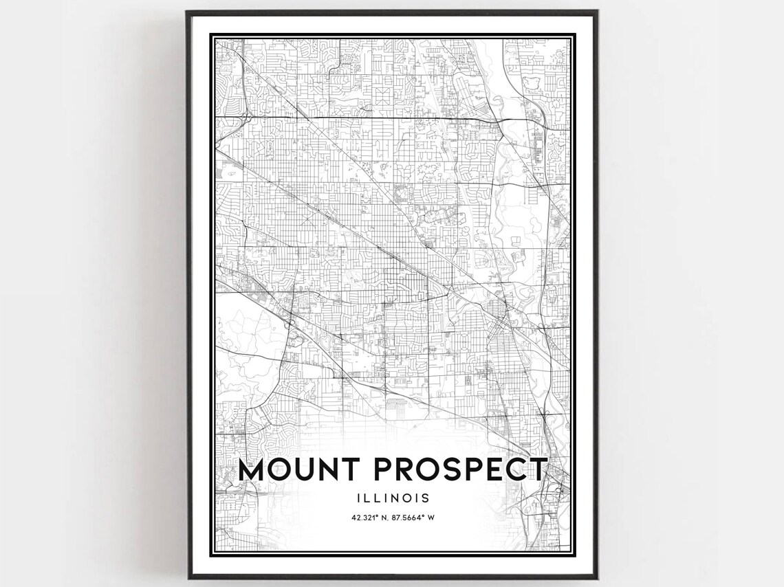 Mount Prospect Illinois Minimalist City Street Map Monochrome Art Print