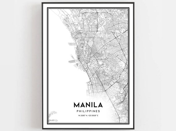 Manila Map Print Poster Wall Art City Street Decor Road Gift B17