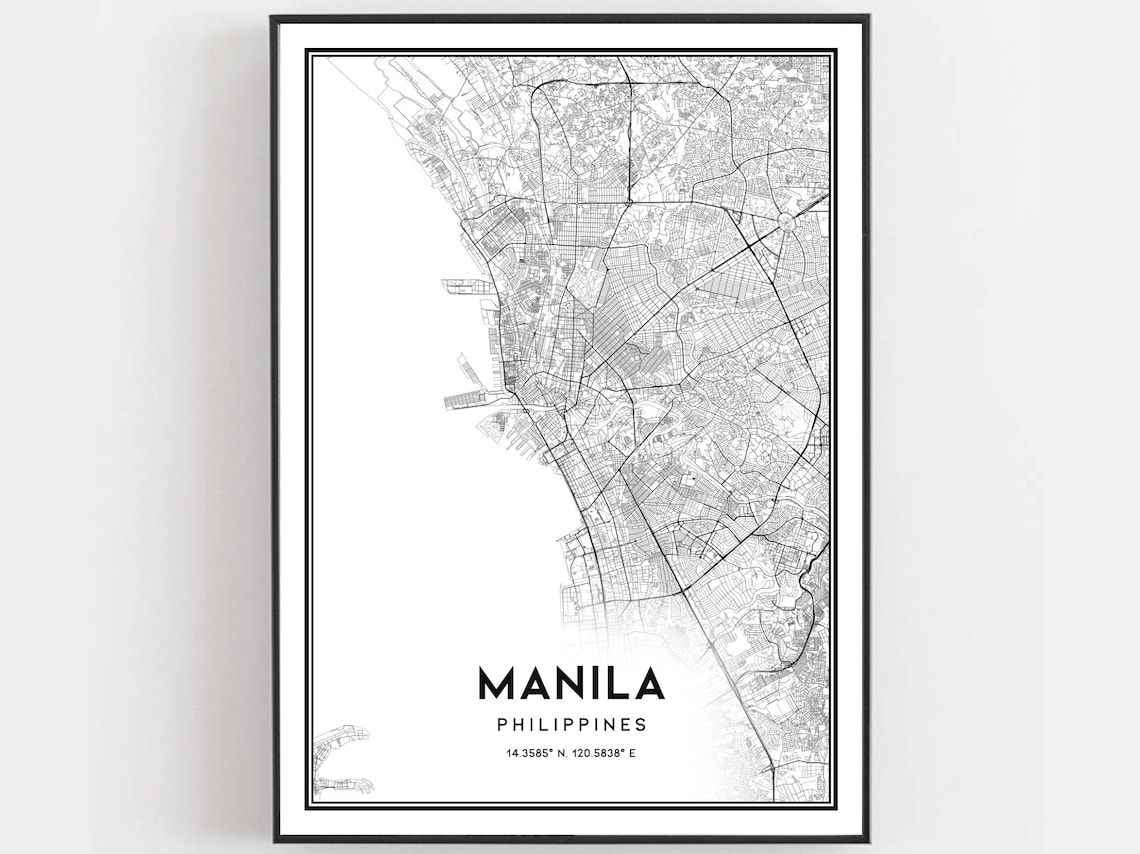 Manila Philippines Minimalist City Street Map Urban Line Art Poster