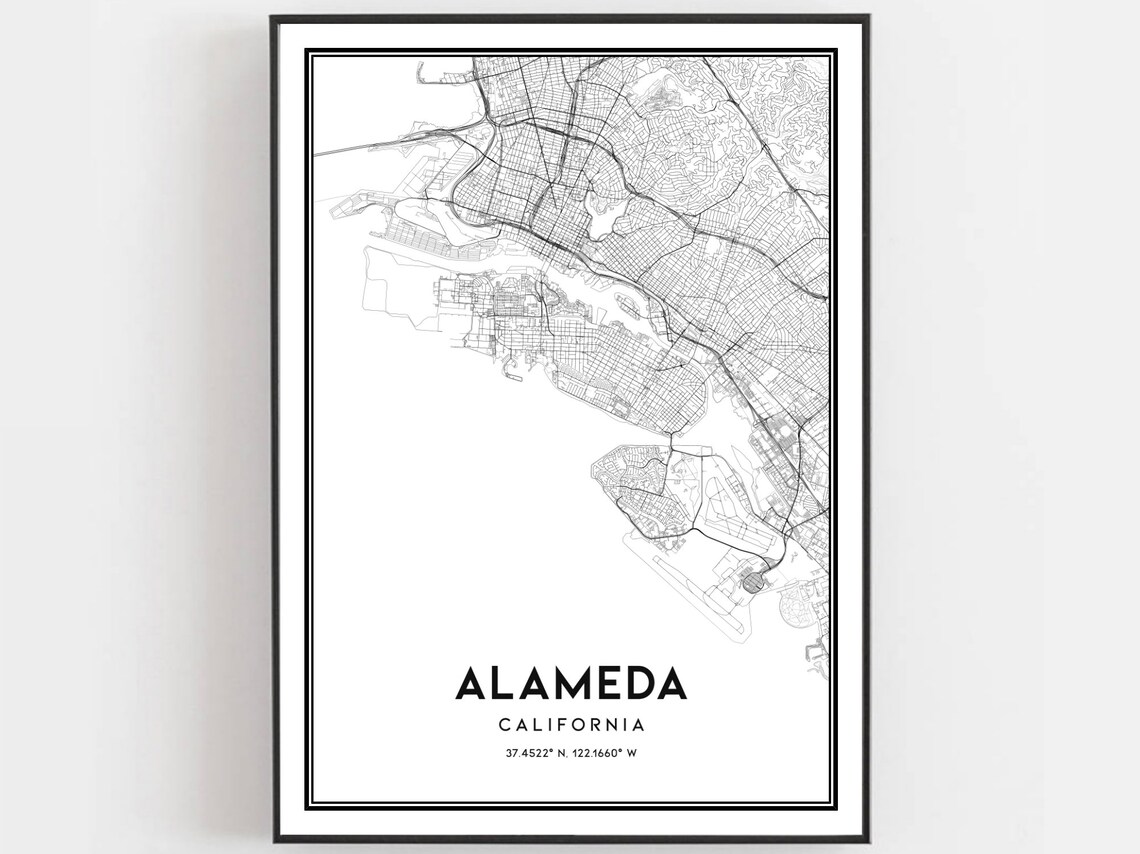 Alameda Map Print Poster, California Street Decor