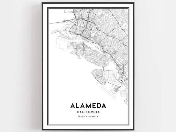 Alameda Map Print Poster, California Street Decor