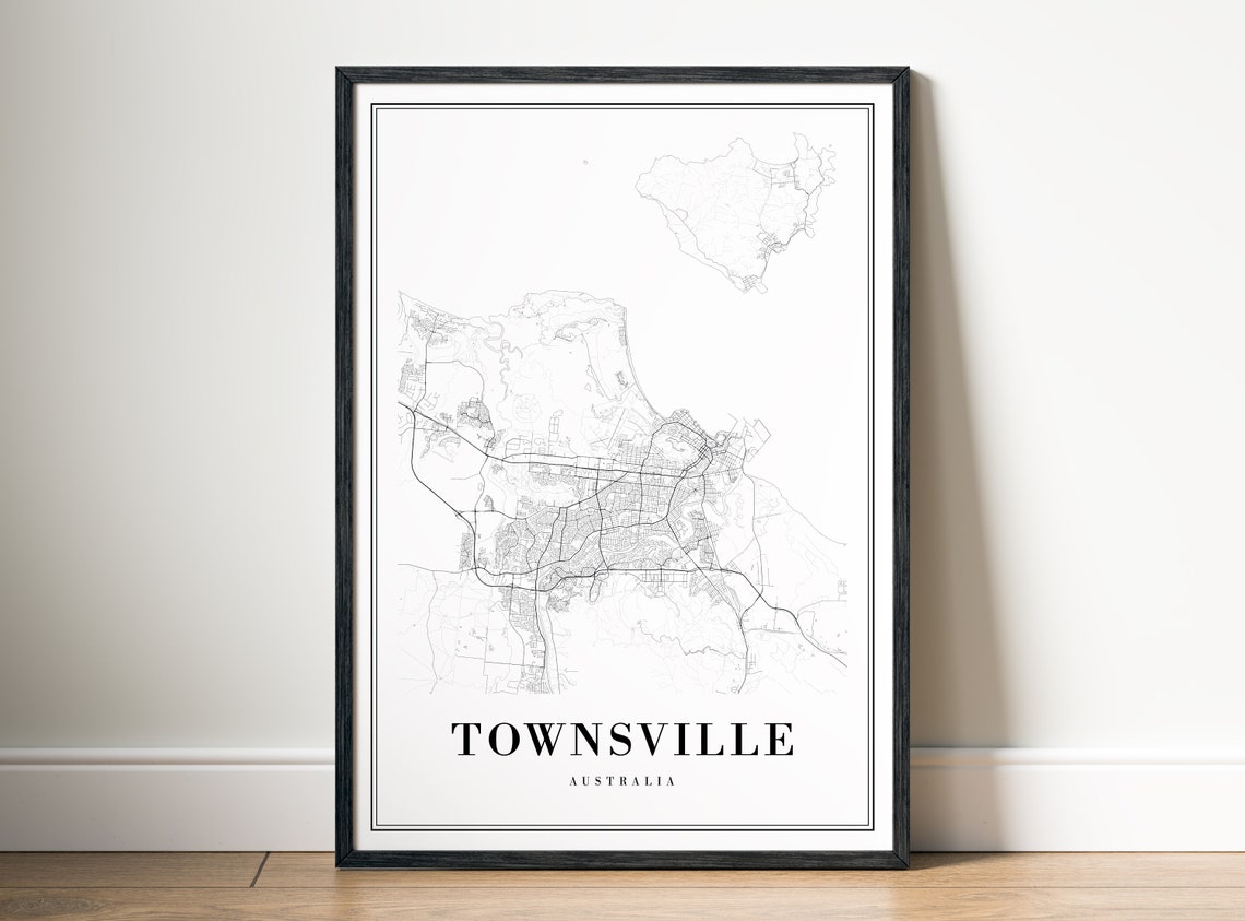 Townsville Australia City Map Street Plan Minimalist Wall Poster - Image 5