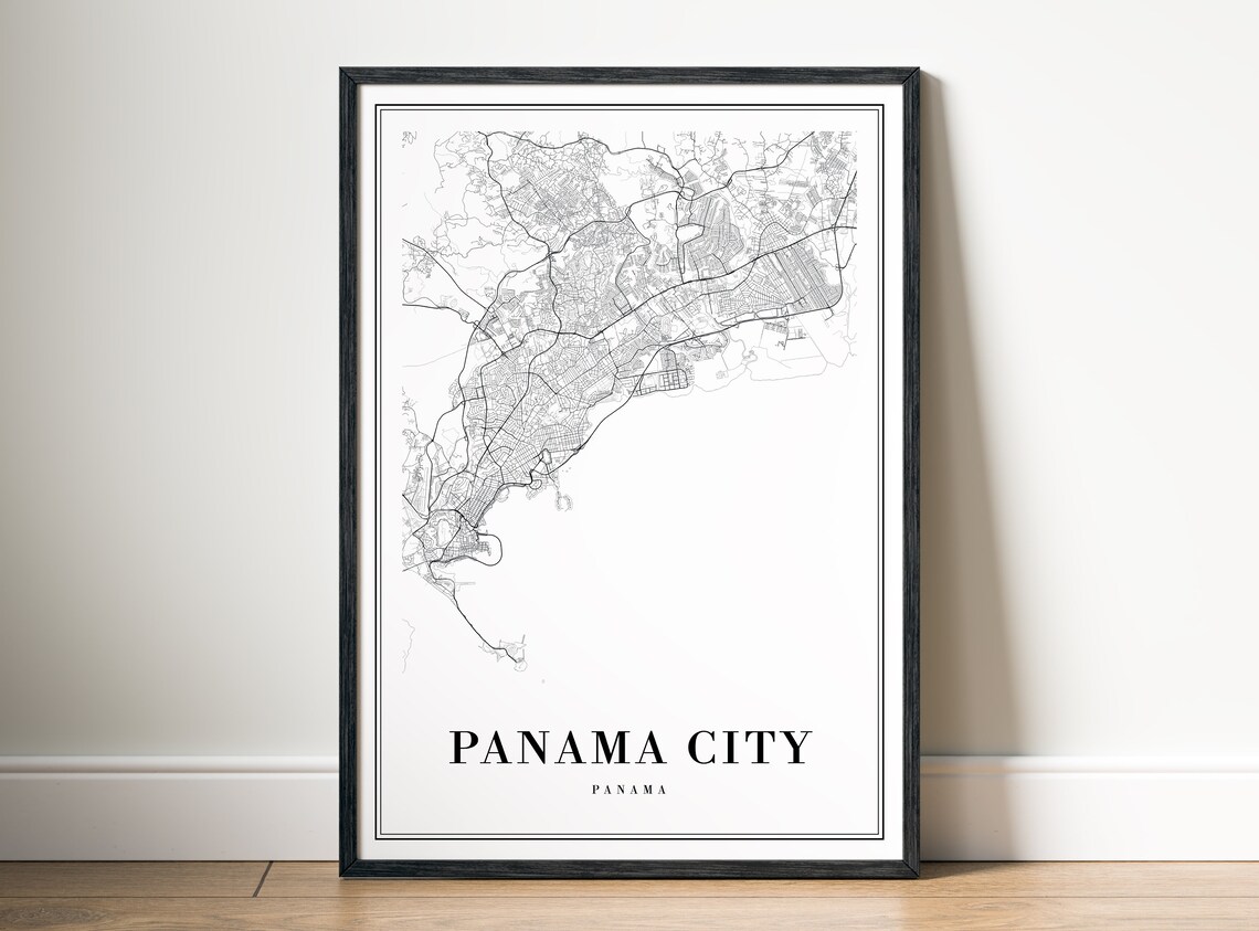 Panama City Panama Minimalist Black and White City Map Line Art Poster - Image 5