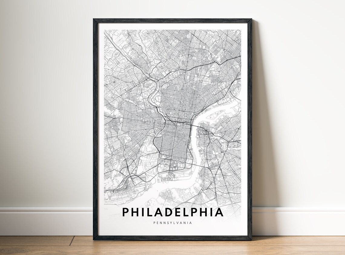 Philadelphia Map Print, Detailed City Map Poster