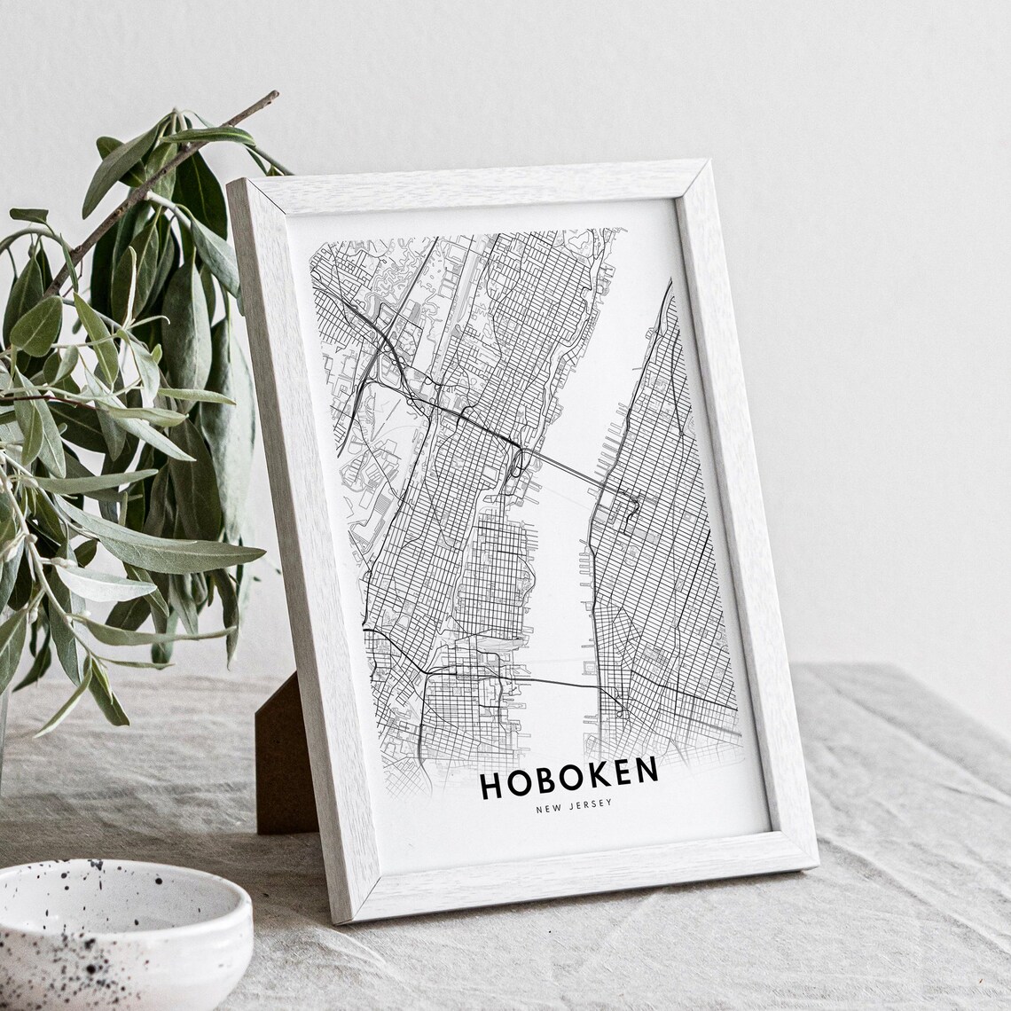 Hoboken New Jersey City Street Map Fine Minimal Line Art Print - Image 4