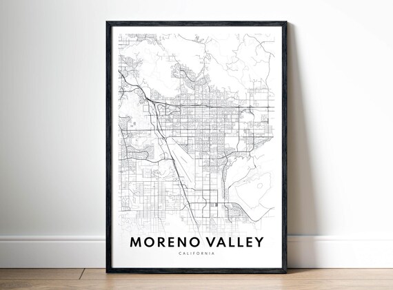 Moreno Valley Map Poster Black And White