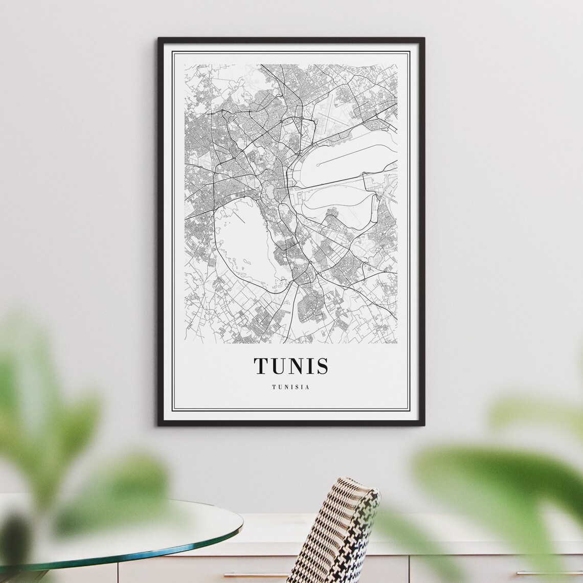 Tunis Tunisia Black And White Detailed City Street Map Poster - Image 3