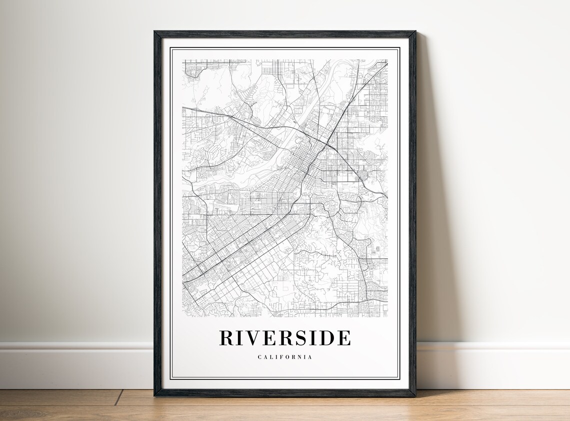 Riverside California Minimalist Line Art City Map Black White Wall Art - Image 5