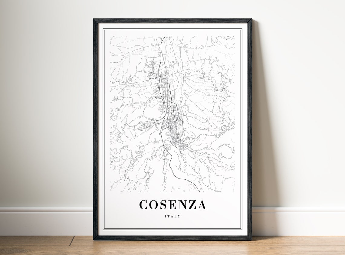 Cosenza Italy Minimalist Black and White City Street Map Poster - Image 5