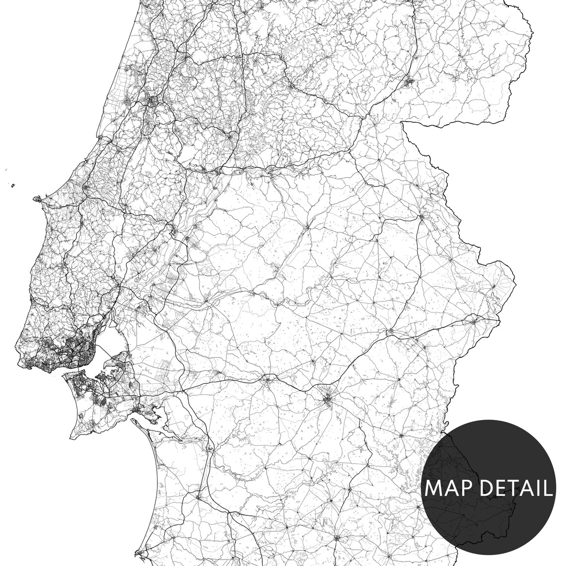 Portugal Map Poster, Black And White Travel Map - Image 2