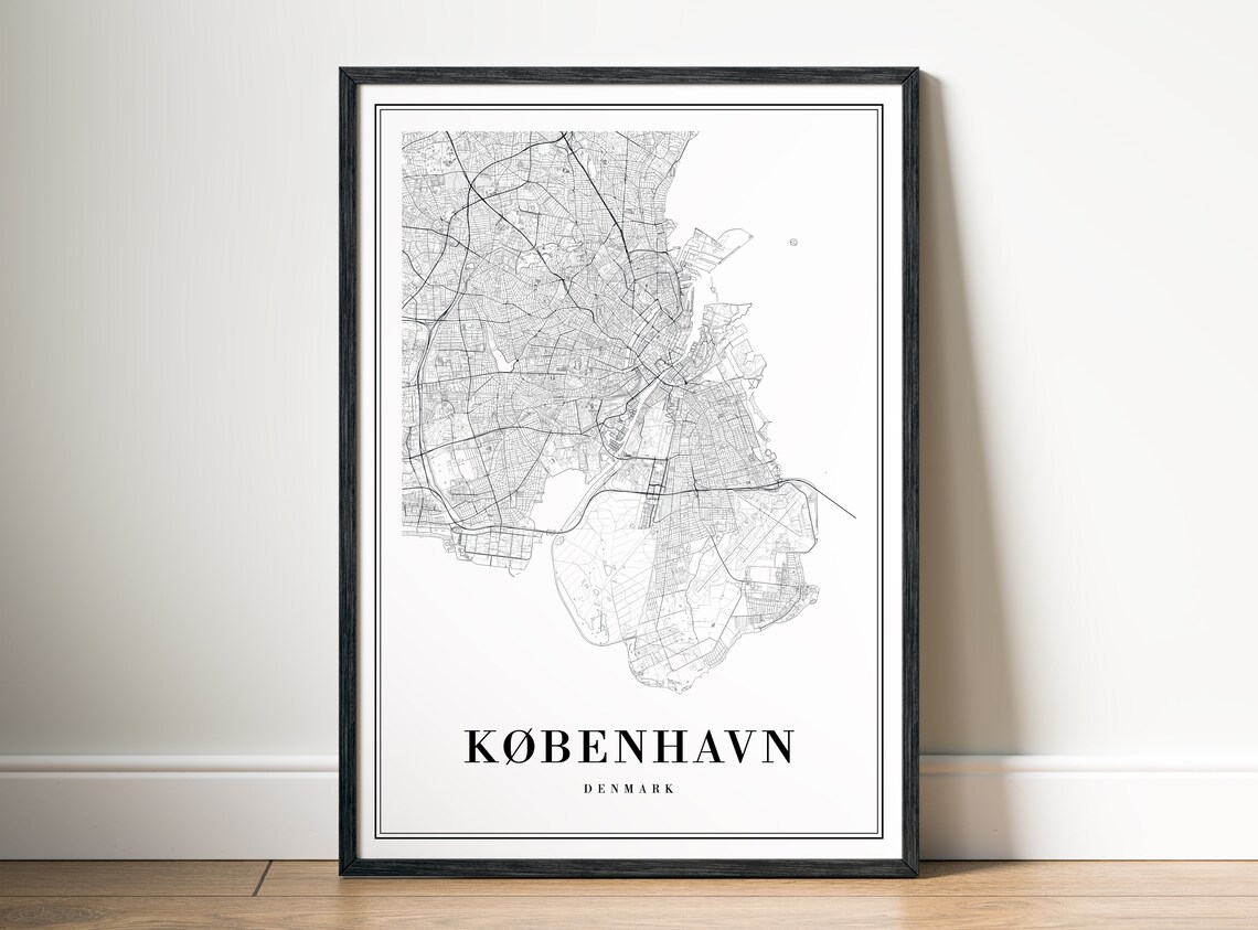 Minimalist Copenhagen Denmark Black and White Street Map Poster - Image 5