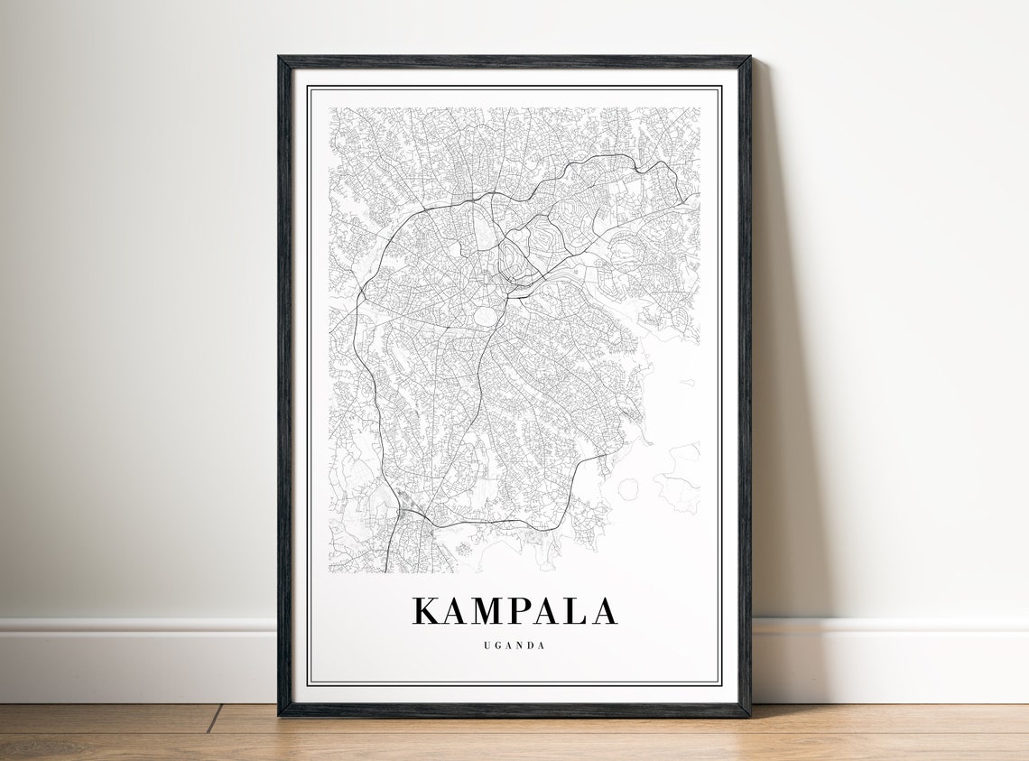 Kampala Uganda City Street Map Line Art Black and White Poster - Image 5