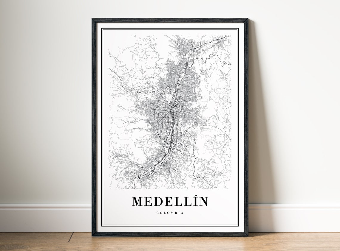 Medellin Colombia City Street Map Minimalist Sketch Line Art Poster - Image 5