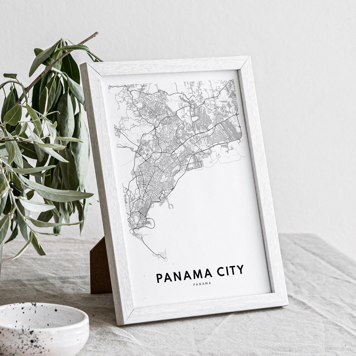 Panama City Panama Minimalist Black and White City Map Line Art Poster - Image 4