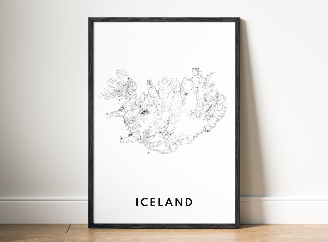Iceland Map Poster, Minimal Black And White Map - Image 5