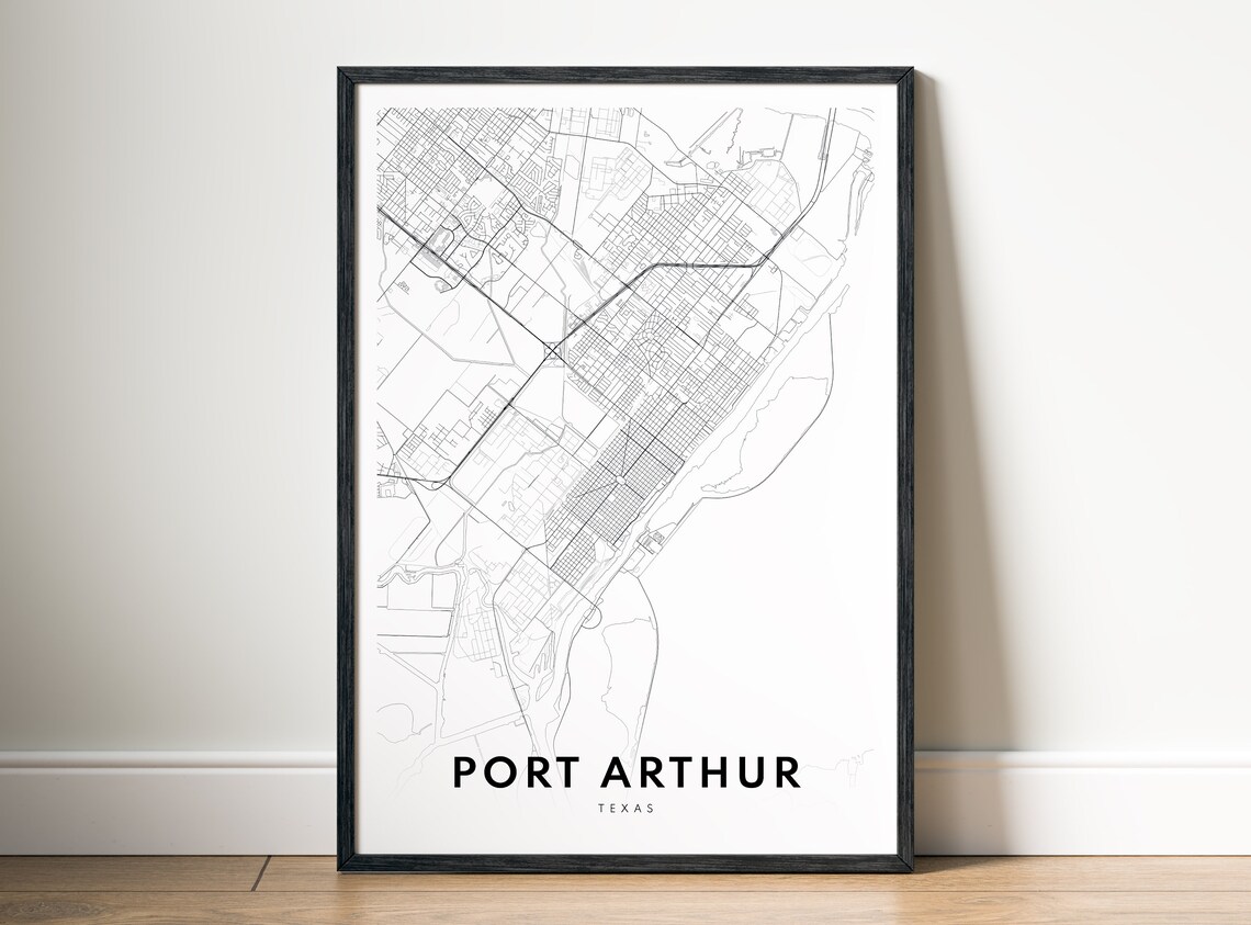 Port Arthur Texas Minimalist City Street Map Line Art Poster