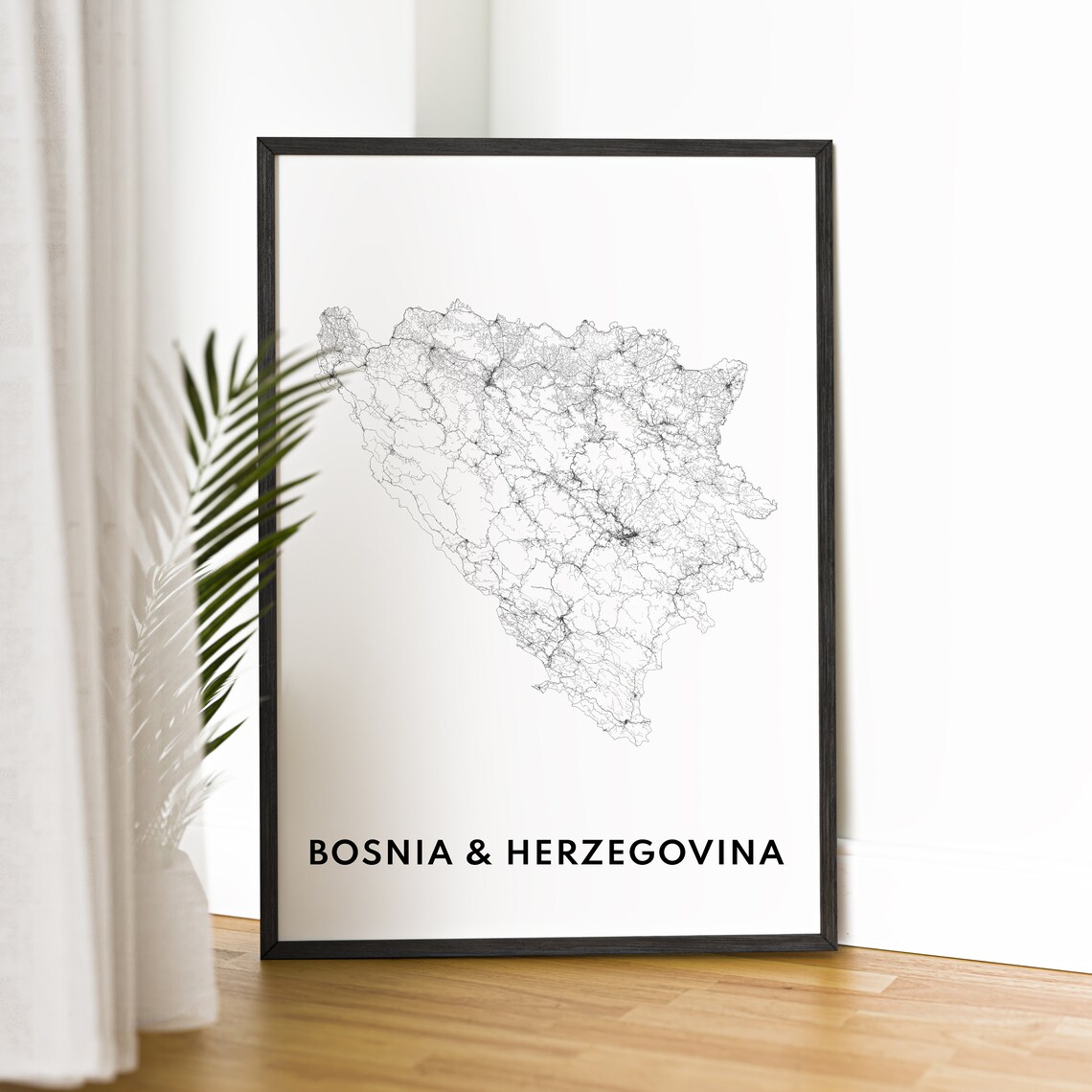 Bosnia And Herzegovina Map Print Bosnia And Herzegovina Map Poster Bosnia And Herzegovina Map Black And White - Image 2