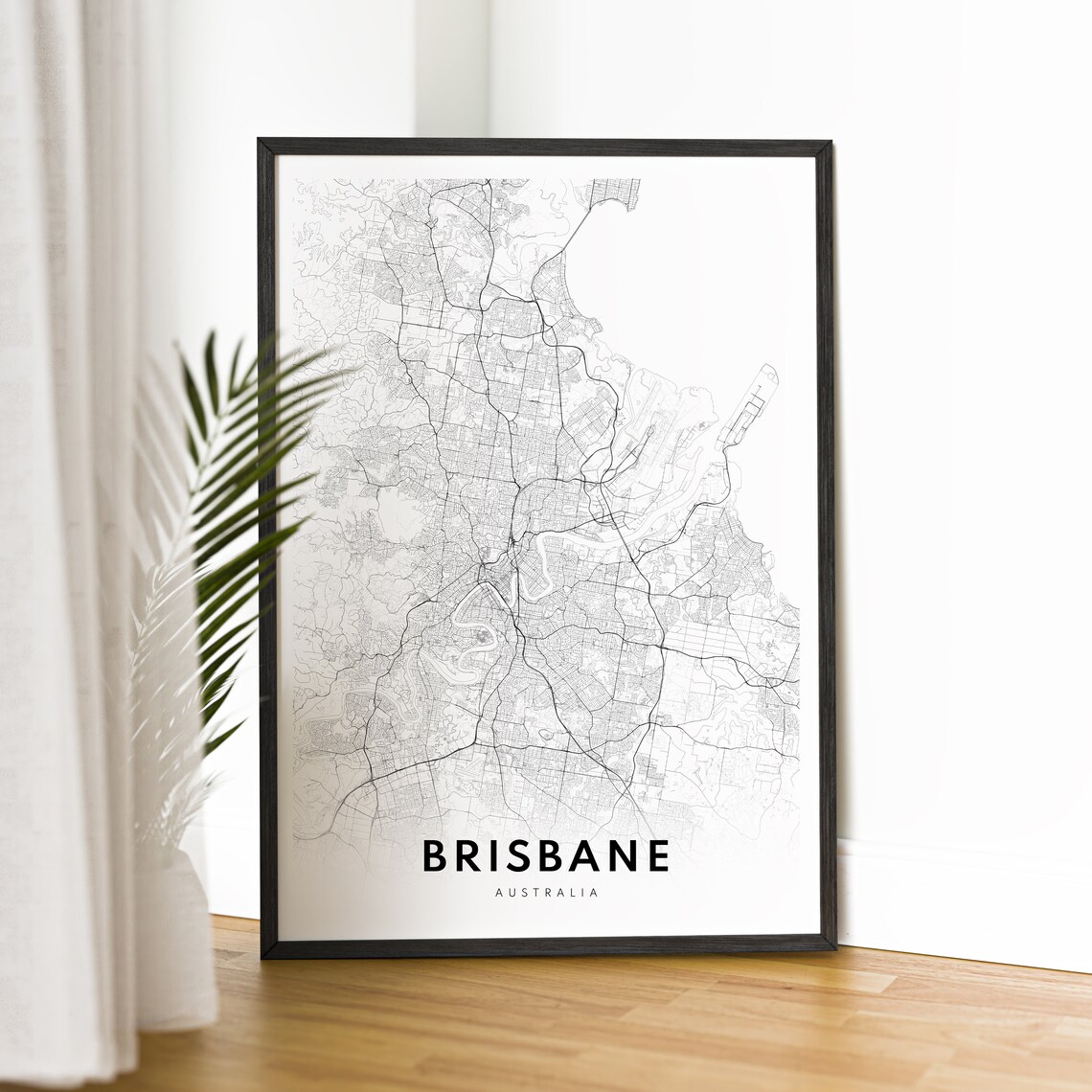 Brisbane Map Print, Minimal Black And White Poster - Image 2
