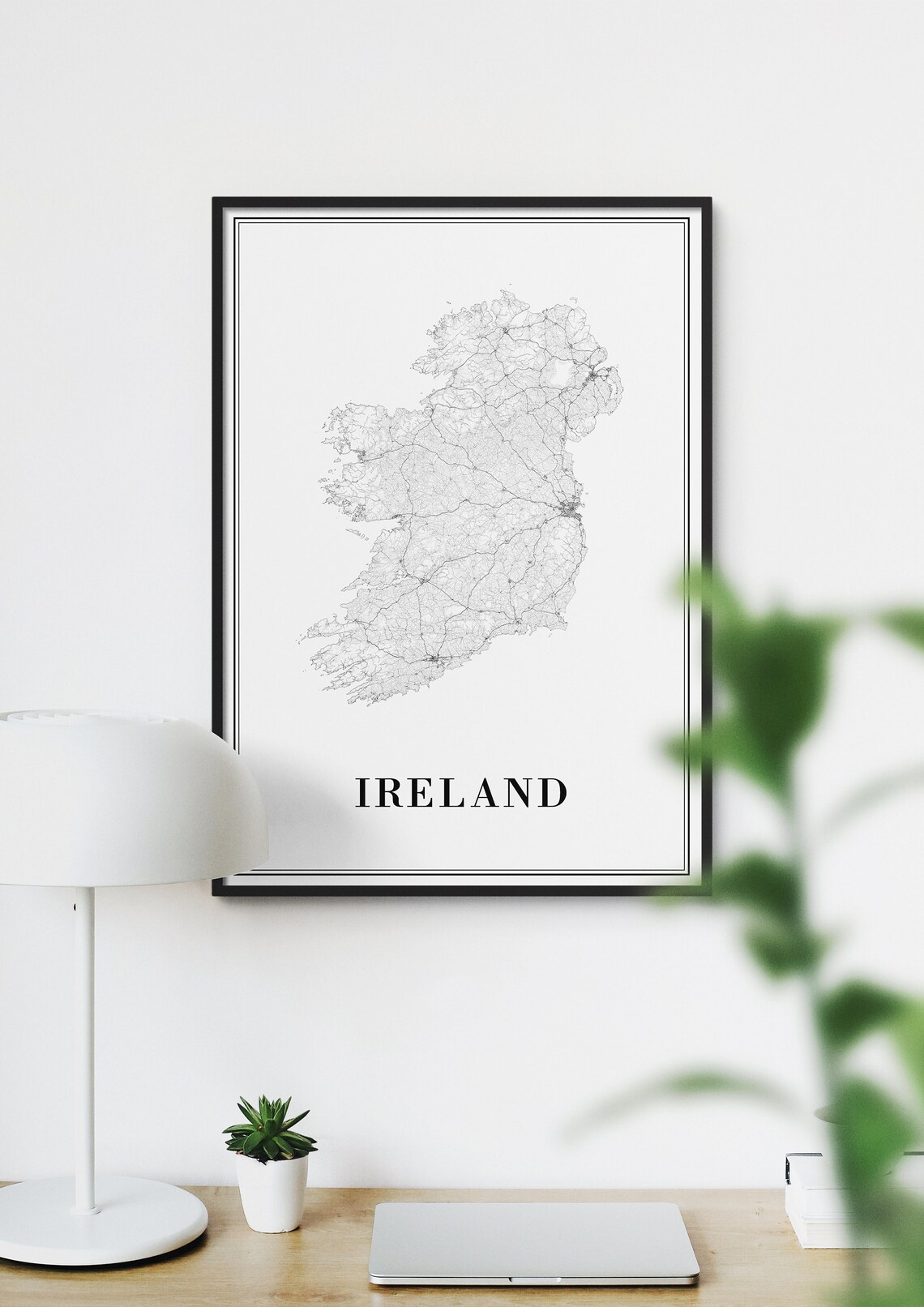 Ireland Map Black and White Art Print - Image 3