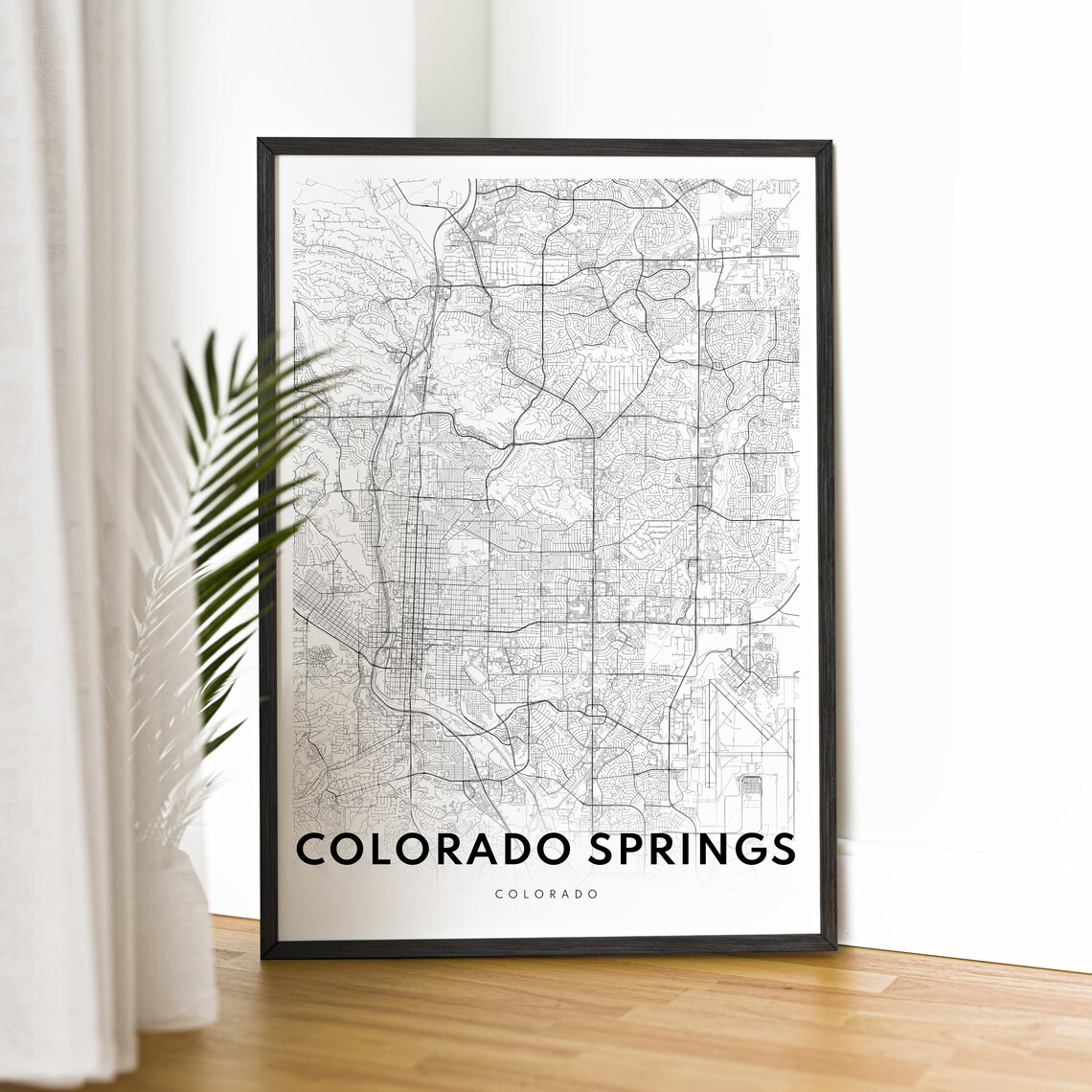 Colorado Springs Minimalist Black and White City Street Map Poster - Image 2