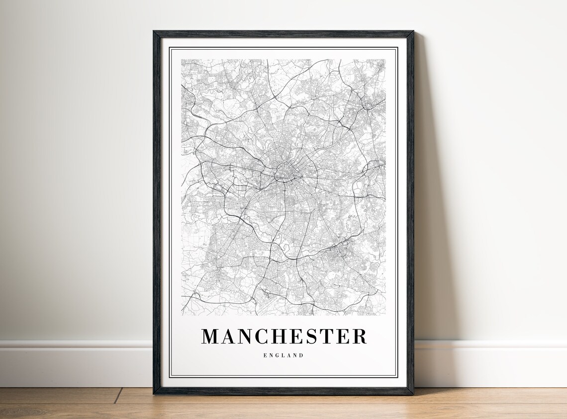 Manchester England Map Print, Black and White Map Art - Image 5