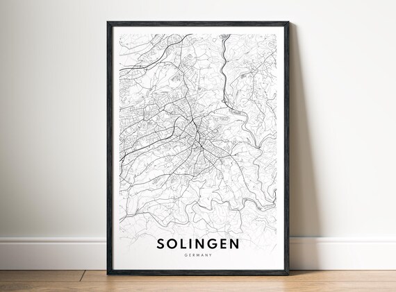 Solingen Map Print Germany Poster Black And White Wall Art Sketch