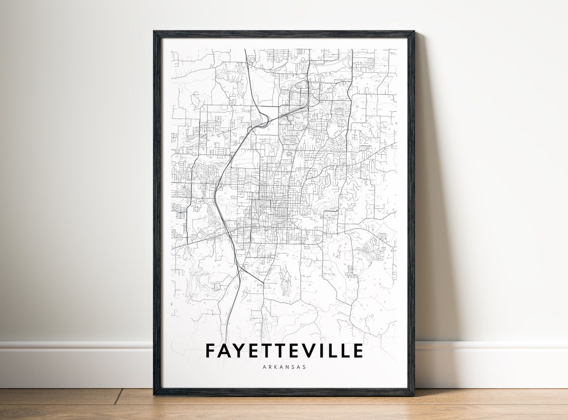 Instant Fayetteville Arkansas Map Print Fayetteville Poster Map Fayetteville Black And White Map Art Fayetteville