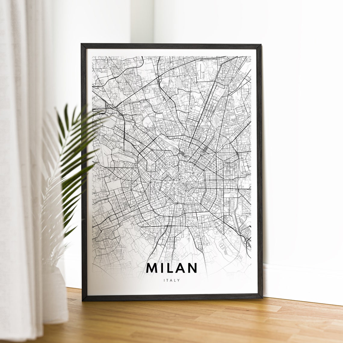 Milan Italy Minimalist Black and White Fashion City Street Map Poster - Image 2