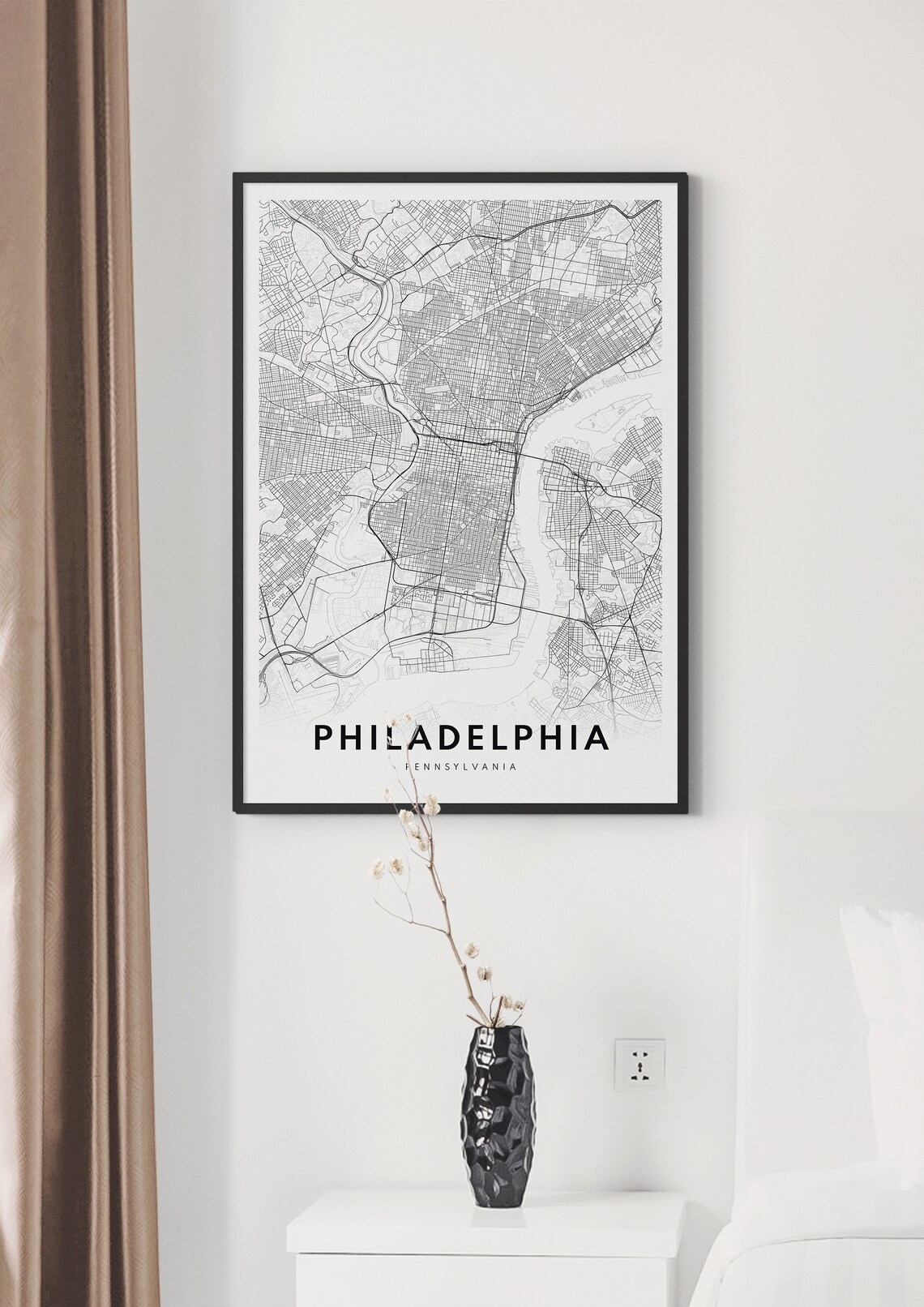 Philadelphia Pennsylvania Minimalist City Street Map Wall Poster - Image 2